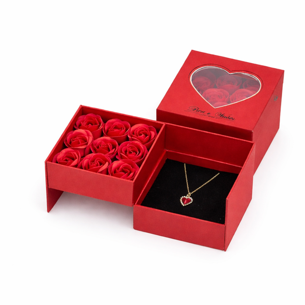 Cadou 9 trandafiri + colier