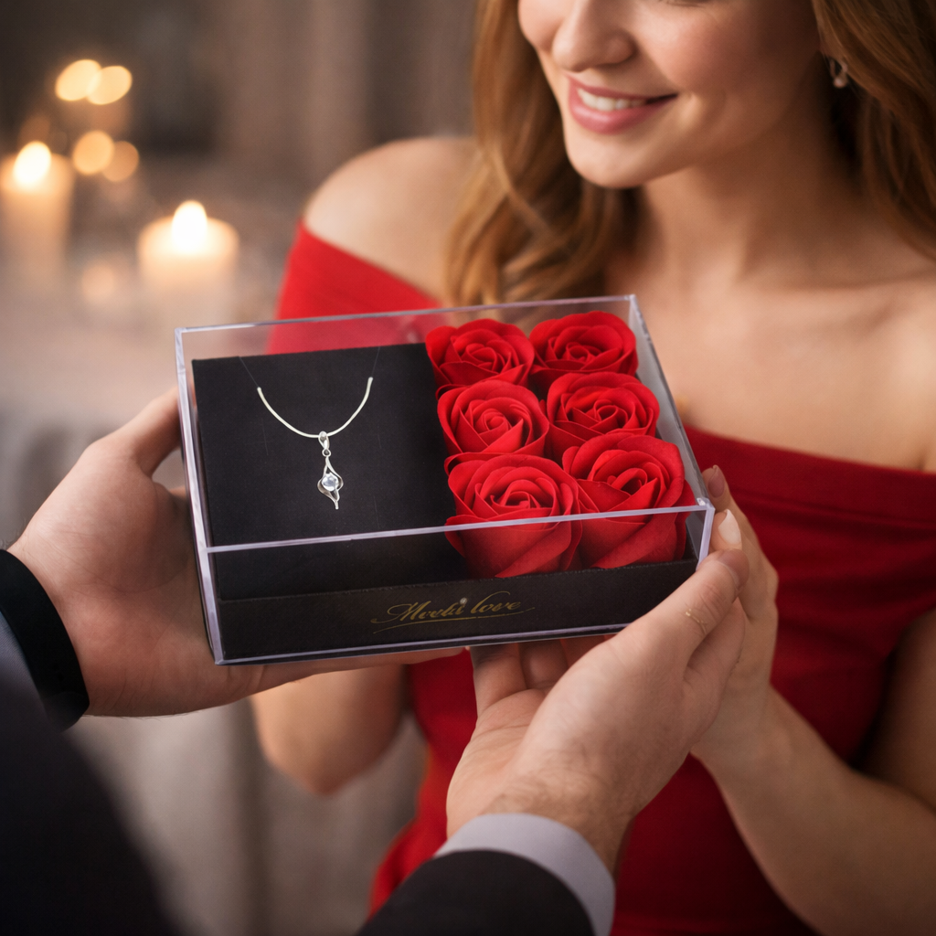 Cadou 6 trandafiri + colier