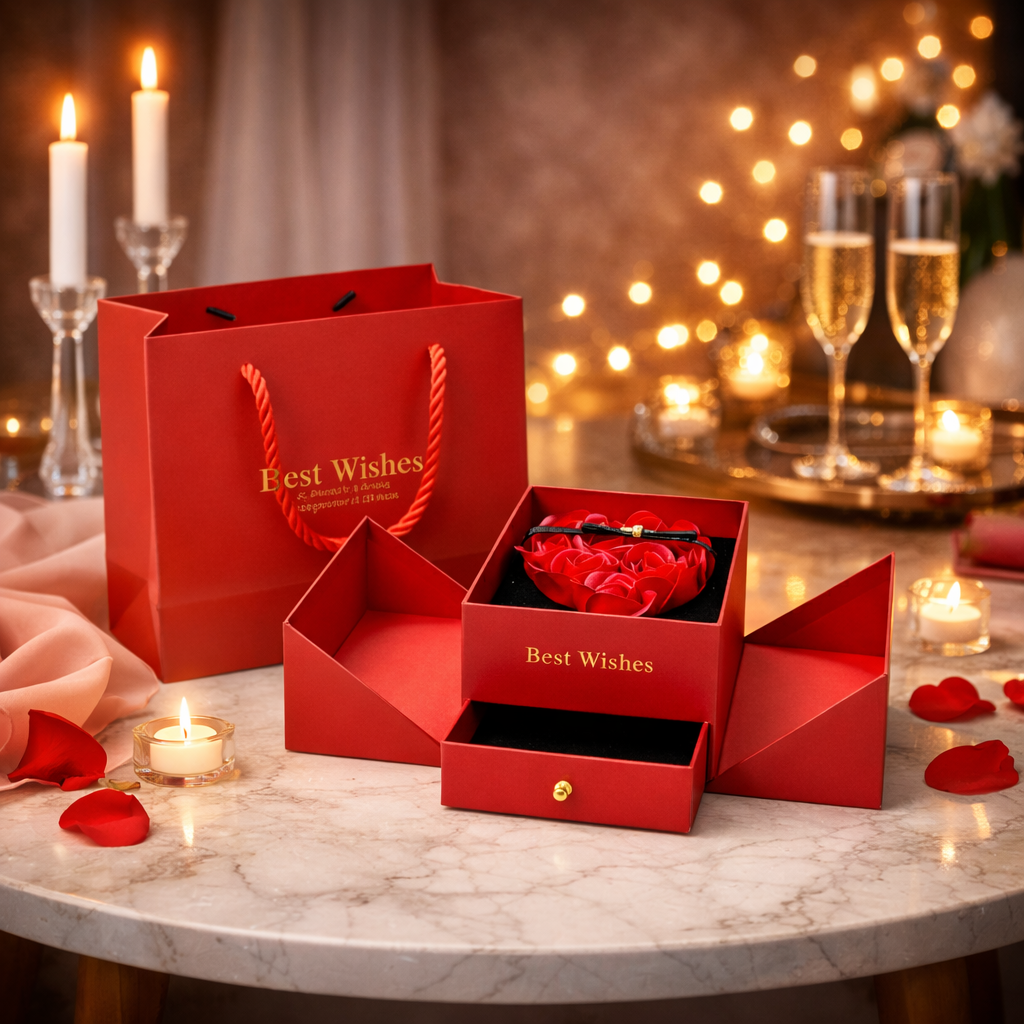 Trandafir etern cu bijuterie, pungă incl.