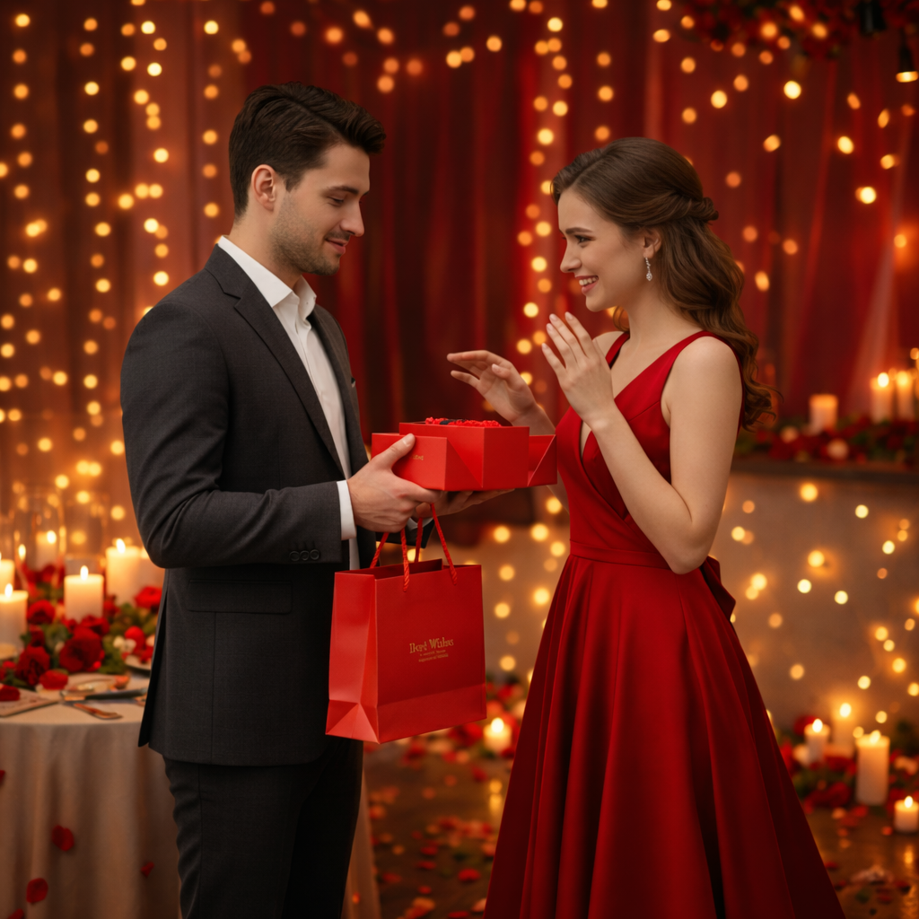 Trandafir etern cu bijuterie, pungă incl.