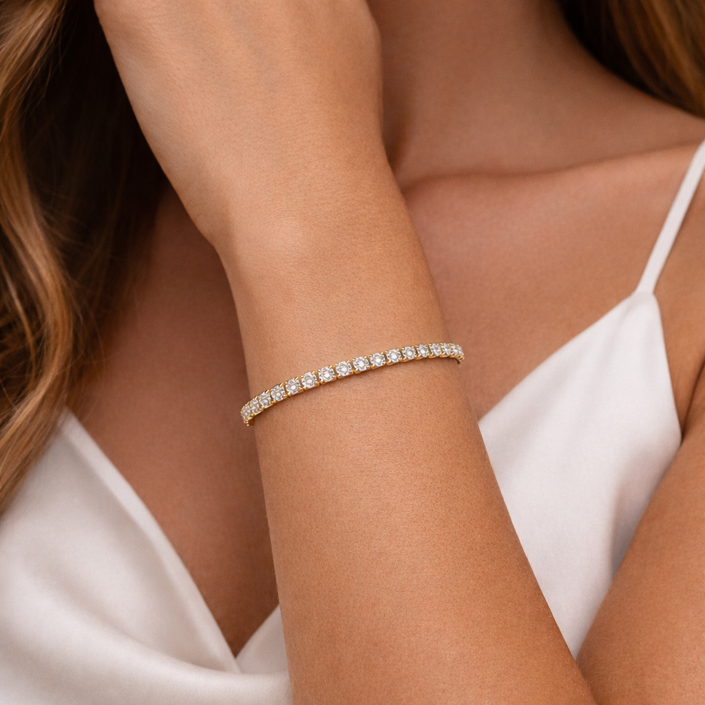 Brățară Tennis cu pietre prețioase Gold&White