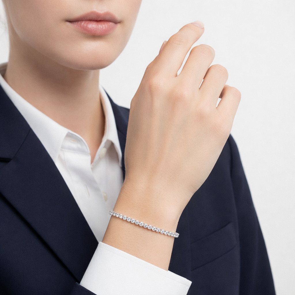 Brățară Tennis cu pietre prețioase White