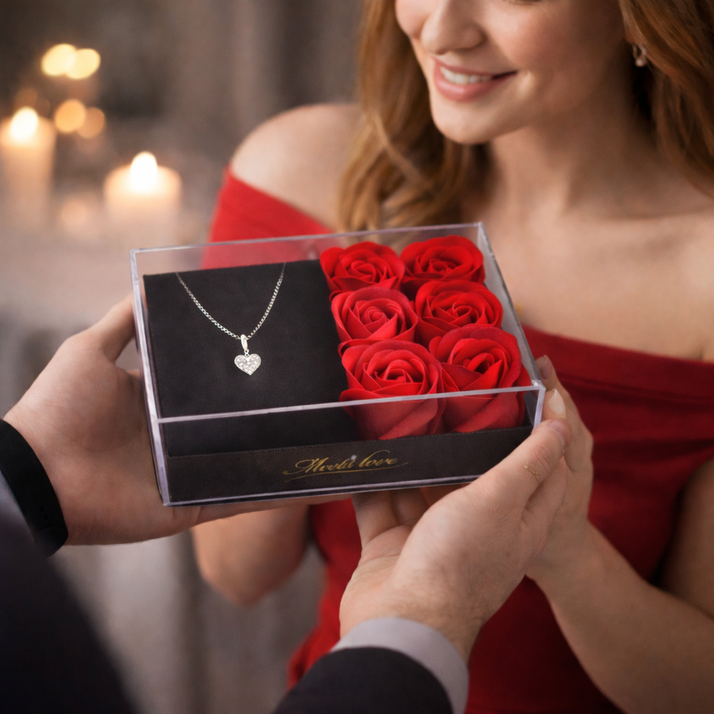 Cadou 6 trandafiri + colier